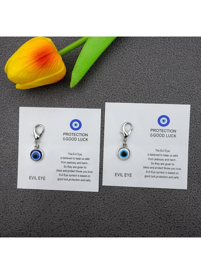 2PCS.Zinc Alloy Blue Evil Eye Keychain Protection Good Luck Charm Car Key Backpack Hanging Decoration Unisex Gift - Image 2
