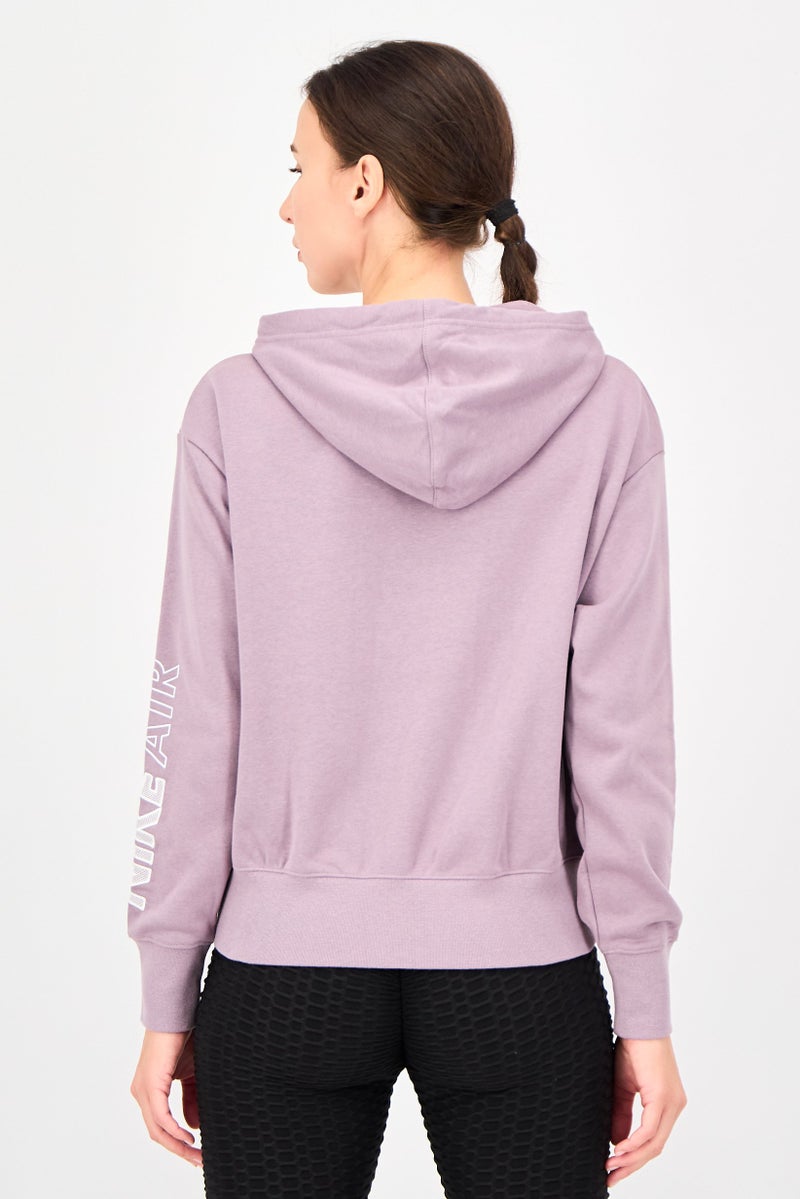 Nike هودي خارجي طويل الأكمام للنساء بحجم كبير، موف - Image 3