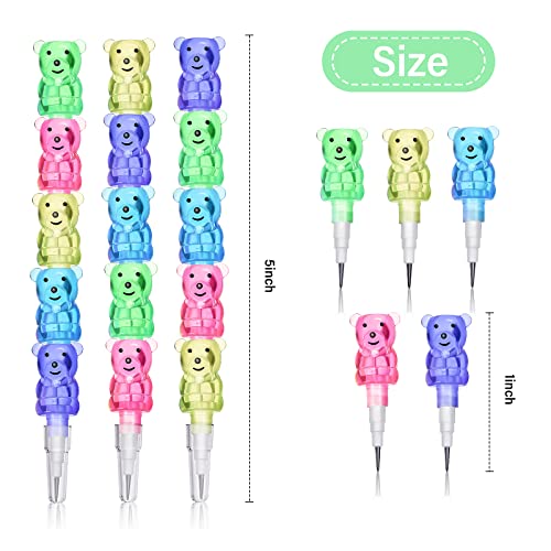 Chinco 20 Pieces Stackable Plastic Bear Pencils Stacking Point Pencils 5 in 1 Colored Party Favors for Birthday Party Supplies Goodie Bag Filler School Fun Equipment - Image 5