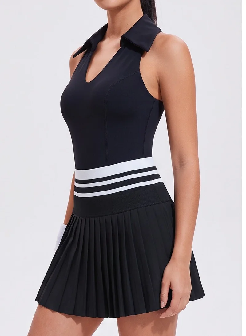 Svl Black Sophia Padel & Tennis Top with Built-in Bra and Removable Pads for Women | Best Price UAE