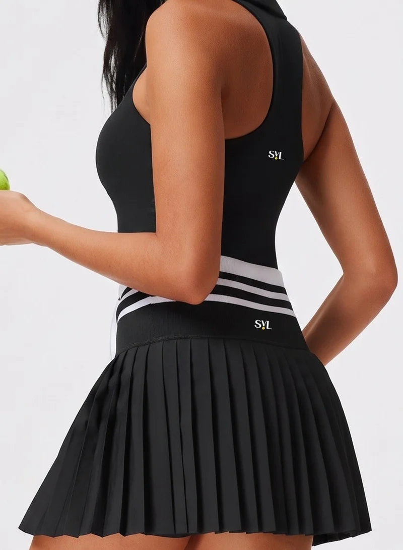 Svl Black Sophia Padel & Tennis Top with Built-in Bra and Removable Pads for Women | Best Price UAE