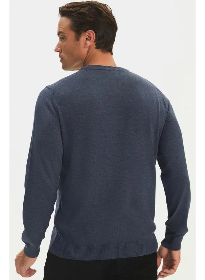 JUNE June Men Regular Fit Crew Neck Knitwear Sweater Navy