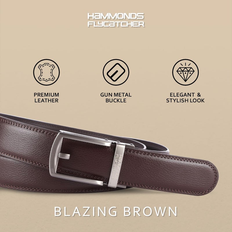 HAMMONDS FLYCATCHER Genuine Leather Belt for Men, Premium Leather Belt with Auto Lock mechanism, Mens Belt Leather Branded with Slide Lock for Everyday Wear - Image 4