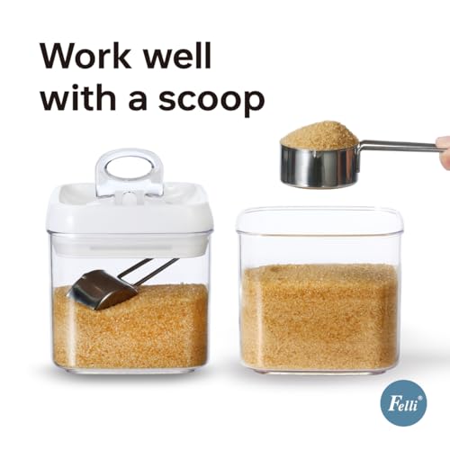 Felli Flip Tite Food Storage Container 5" LARGE Size Airtight Lid Lock Top, Stackable Kitchen Canister for Space Saving, Pantry Fridge Cupboard Organizer, Spice Seasoning Pet Treats Snack (1.1 qt) - Image 3