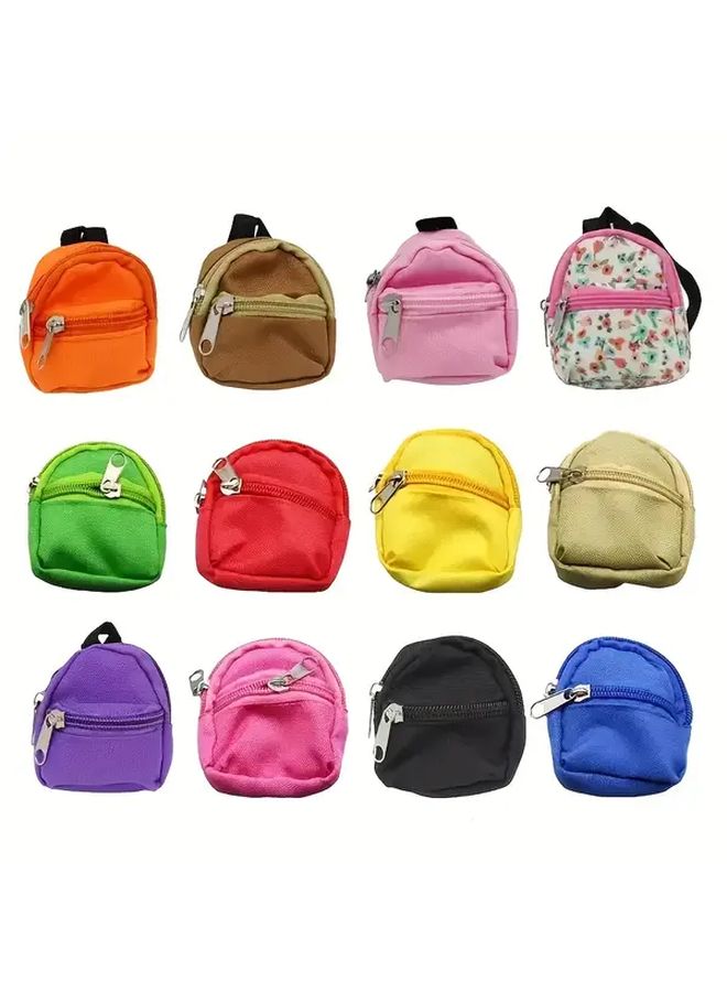 Assorted Color Mini Doll Backpacks Adjustable Straps Durable Fabric Multiple Compartments Zipper Closure Dollhouse Decor - Image 5