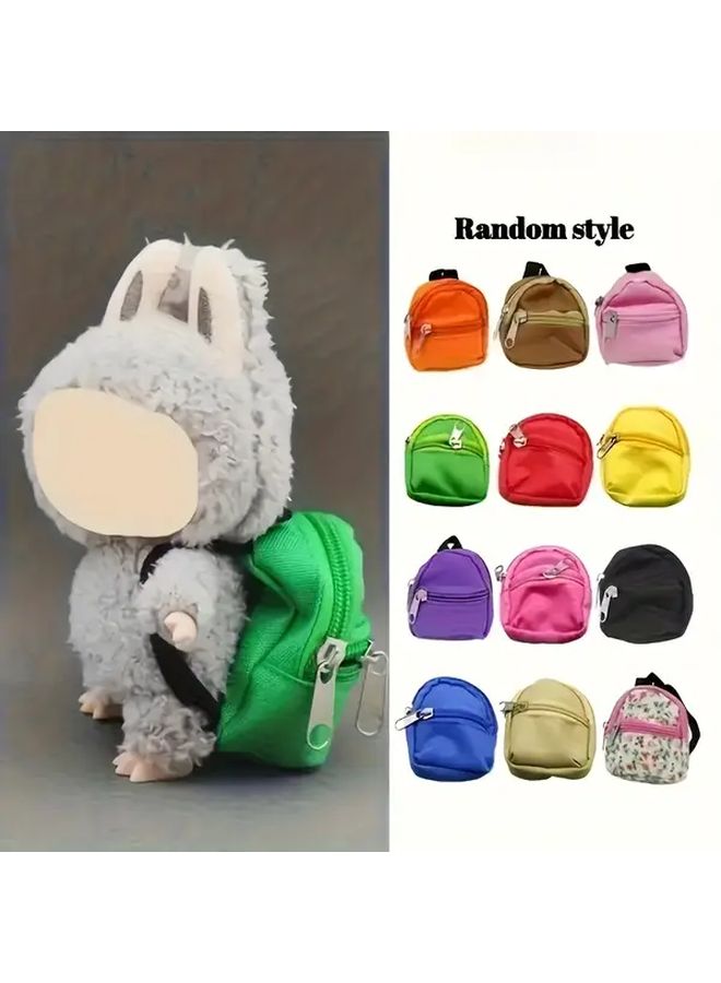Assorted Color Mini Doll Backpacks Adjustable Straps Durable Fabric Multiple Compartments Zipper Closure Dollhouse Decor - Image 4