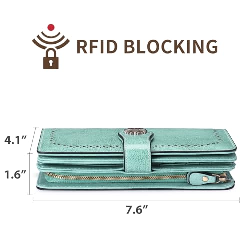 SENDEFN Wallets for Women Leather Credit Card Holder with RFID Blocking Large Capacity Wristlet - Image 3