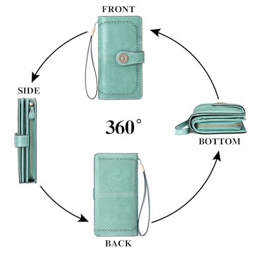 SENDEFN Wallets for Women Leather Credit Card Holder with RFID Blocking Large Capacity Wristlet - Image 5