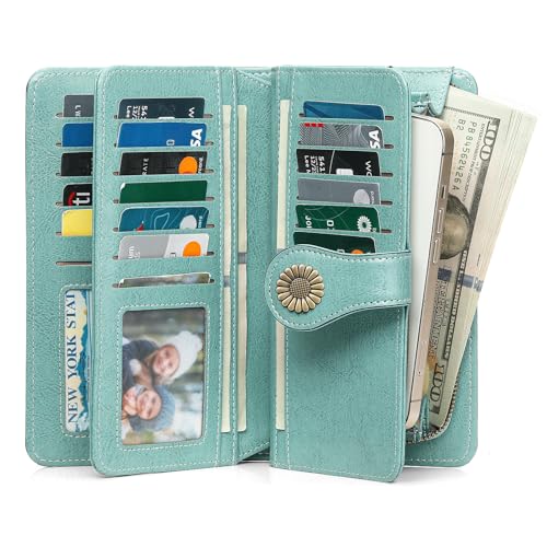 SENDEFN Wallets for Women Leather Credit Card Holder with RFID Blocking Large Capacity Wristlet - Image 2