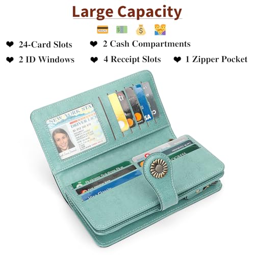 SENDEFN Wallets for Women Leather Credit Card Holder with RFID Blocking Large Capacity Wristlet - Image 4