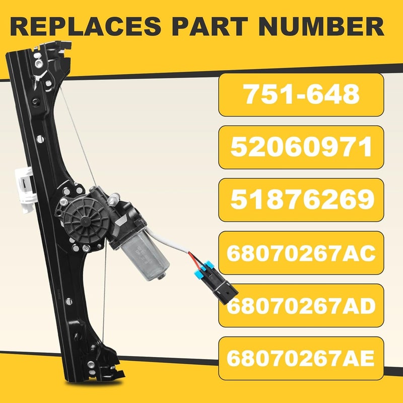 Donpida Front Left Power Window Regulator and Motor Assembly for Fiat 500 1.4L (2012-2019) - Image 2