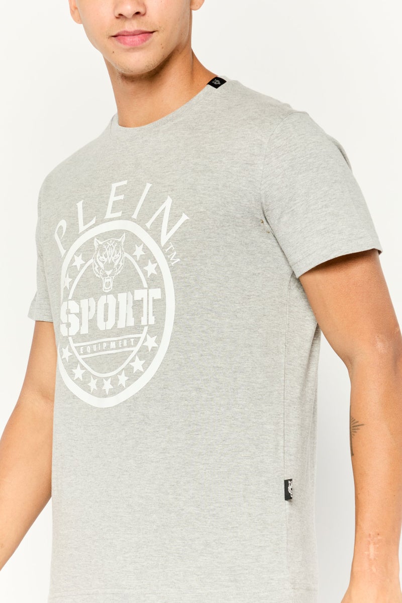 PHILIPP PLEIN Plein Sport Men Sportswear Fit Short Sleeve Outdoor T Shirt, Grey - Image 3