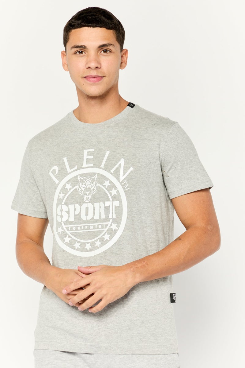 PHILIPP PLEIN Plein Sport Men Sportswear Fit Short Sleeve Outdoor T Shirt, Grey - Image 1