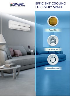 EGNRL Split AC White 18000 BTU T1 Rotary R410a, EG18C, 2024 New Series Model, 1.5 Ton with 3M Pipe Kit, Golden Fin, Rotary, 1 Year Manufacturer Warranty, 1 Year Compressor Warranty  - Image 3