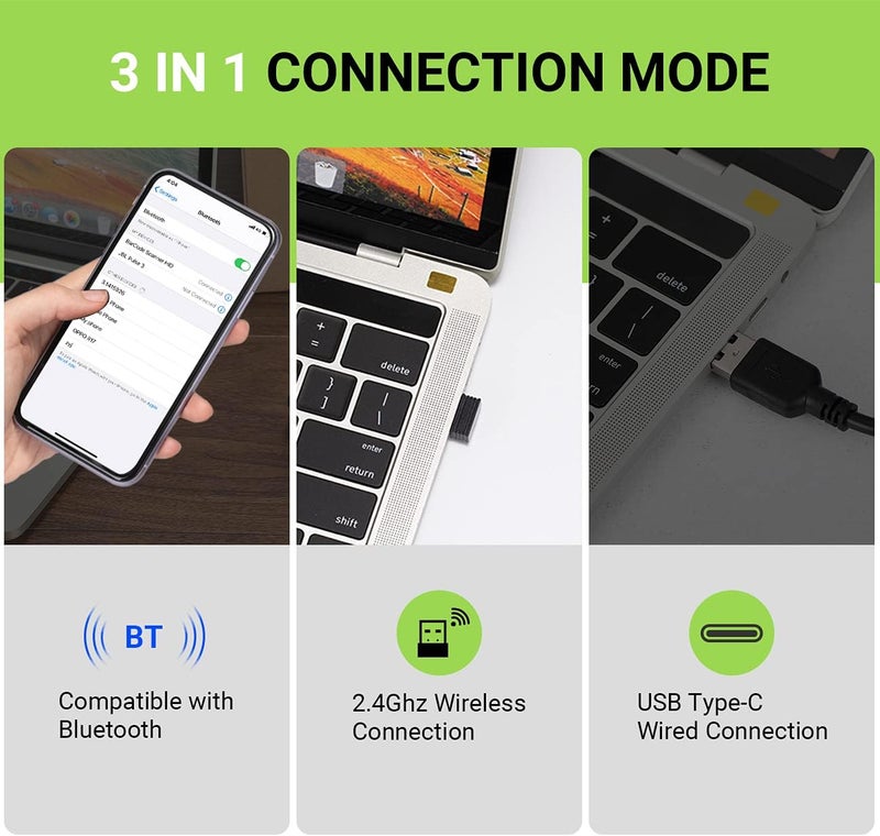 Tera Pro (Extreme Performance) Industrial Wireless Barcode Scanner 2D QR 1D Bar Code Reader 2.4G Wireless 2500mAh Compatible with Bluetooth Drop Resistant for Windows Mac Android iOS Model 8100 Green - Image 3