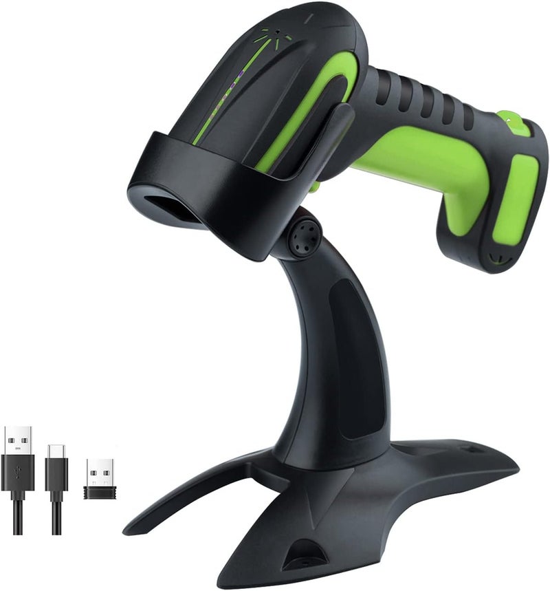 Tera Pro (Extreme Performance) Industrial Wireless Barcode Scanner 2D QR 1D Bar Code Reader 2.4G Wireless 2500mAh Compatible with Bluetooth Drop Resistant for Windows Mac Android iOS Model 8100 Green - Image 1