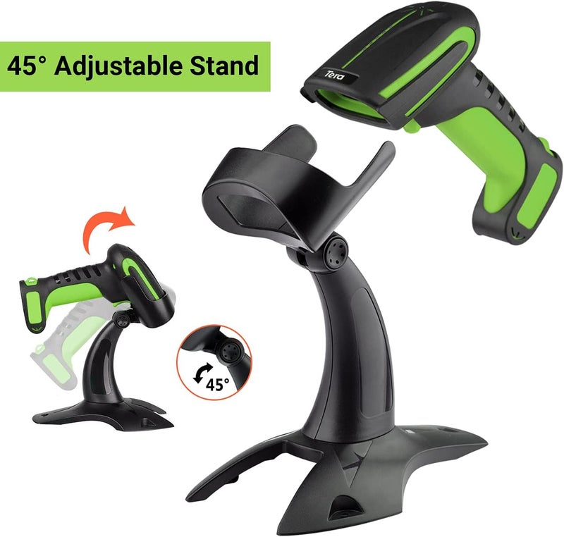 Tera Pro (Extreme Performance) Industrial Wireless Barcode Scanner 2D QR 1D Bar Code Reader 2.4G Wireless 2500mAh Compatible with Bluetooth Drop Resistant for Windows Mac Android iOS Model 8100 Green - Image 5