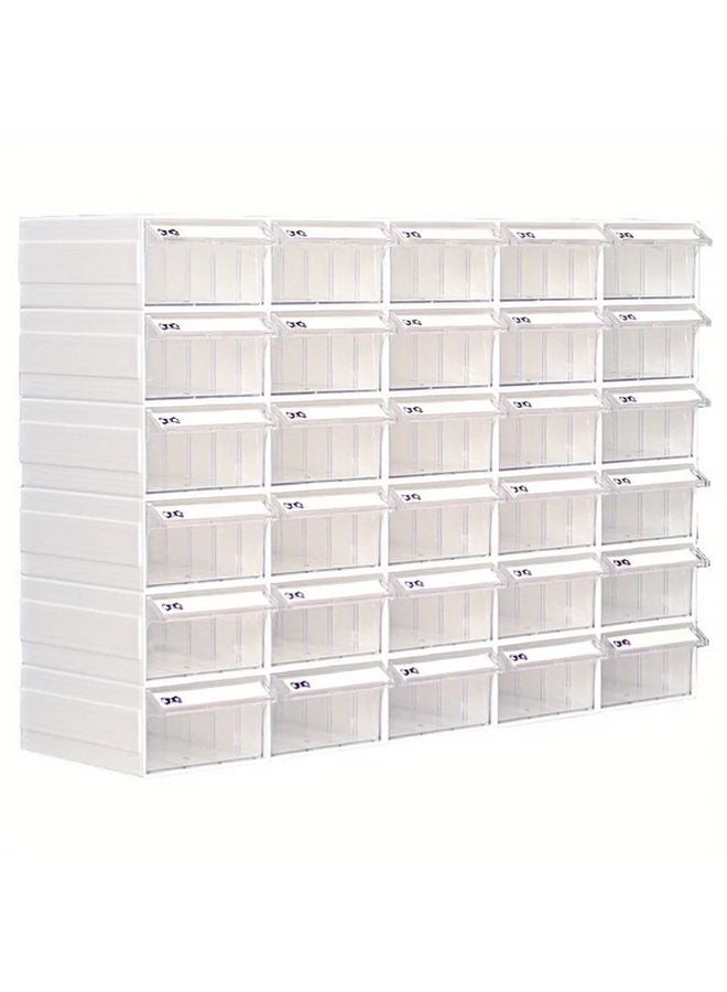White Plastic Tool Organizer Box Multi Compartment Storage With Handles - Image 2