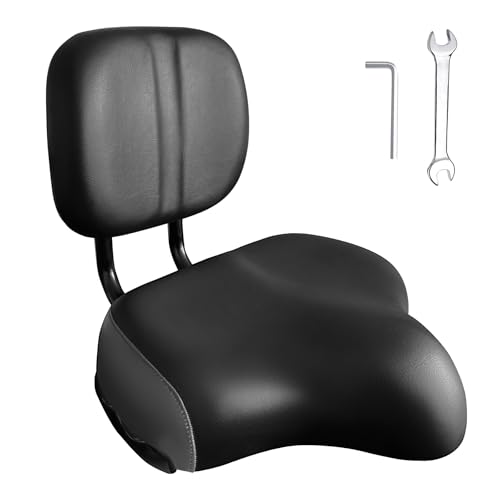 Relwears Bike Seat with BackrestOversized Comfortable Ergonomic Design Bicycle Saddle Adjustable Height Bike Saddle for Tricycle City Bike Commuter Bike Electric Bike - Image 1