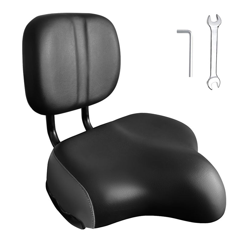 Relwears Bike Seat with BackrestOversized Comfortable Ergonomic Design Bicycle Saddle Adjustable Height Bike Saddle for Tricycle City Bike Commuter Bike Electric Bike - Image 2