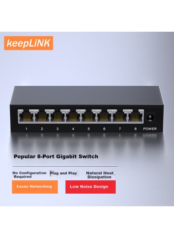 Keeplink Kp-9000-8t 8-port Gigabit Switch Enterprise Home Dormitory Security Monitoring Network Splitter Distributor Switch - Image 1