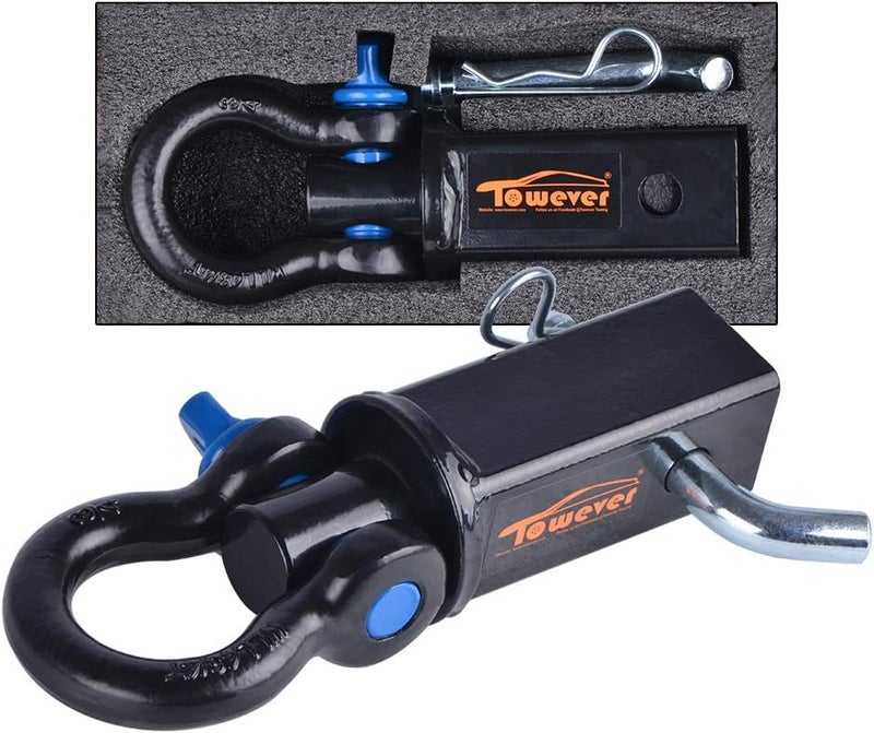 Towever Ventilated design 83710 Shackle Hitch Receiver 2 Inch(360 Degree Rotate D Ring for Towing Strap), Tow Hitch Accessories for Vehicle, Off-Road Recovery Comfort grip - Image 1