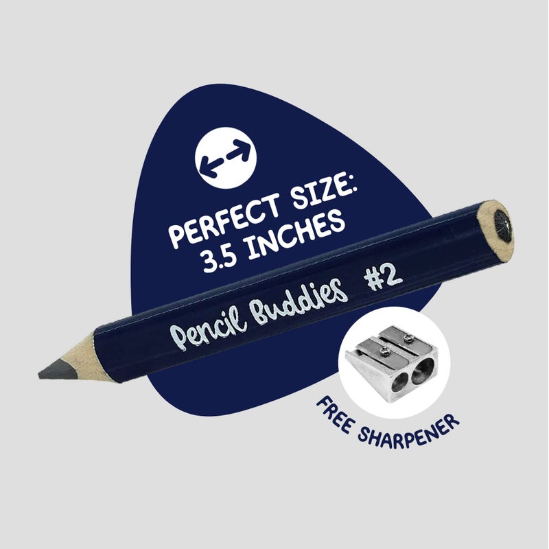 Pencil Buddies Kids Pencils for Toddlers, Beginners, Preschool and Kindergarten Ages 2-6 years With Jumbo Triangle Shape, #2 Graphite, Fat Pencils With Easy Grip and Large Core (8 pack + Sharpener, Navy Blue) - Image 2