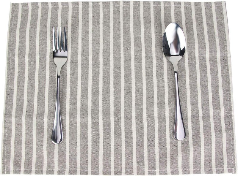 INFEI Broad Striped Cotton Blended Dinner Cloth Napkins  Set of 12 40 x 30 cm  for Events  Home Use Brown - Image 5