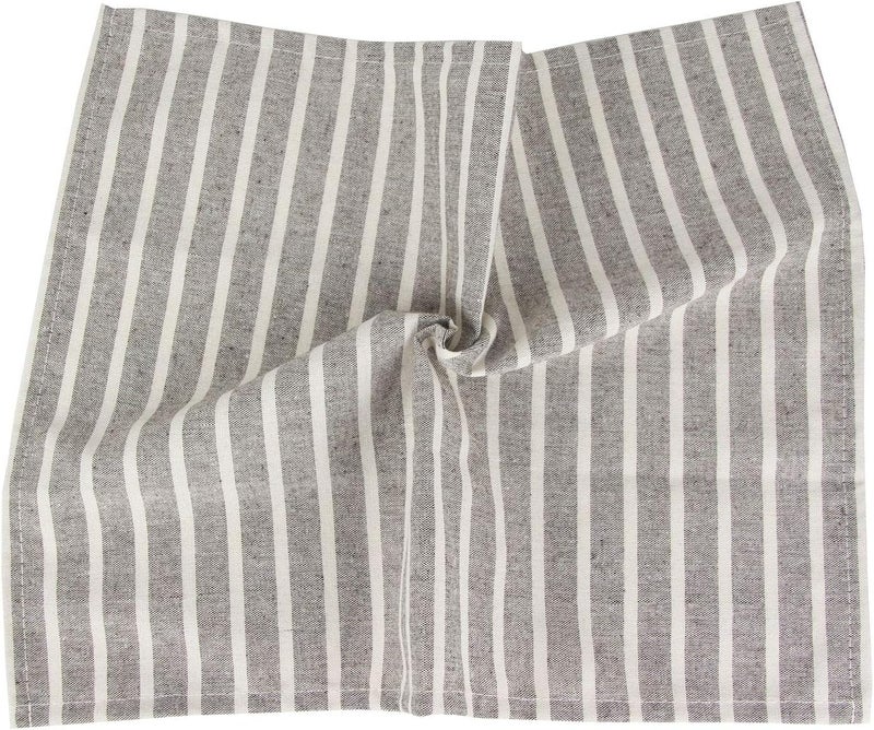 INFEI Broad Striped Cotton Blended Dinner Cloth Napkins  Set of 12 40 x 30 cm  for Events  Home Use Brown - Image 3
