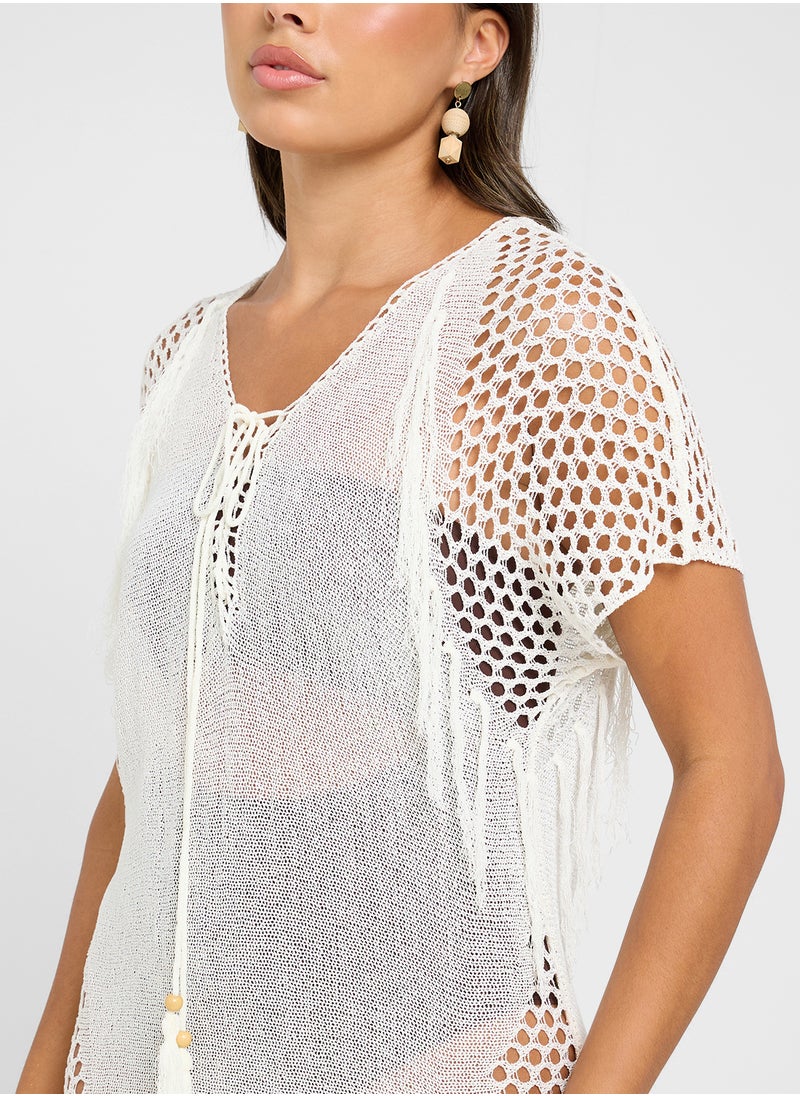 Ginger - Crochet Detail Beach Cover Up - Image 1