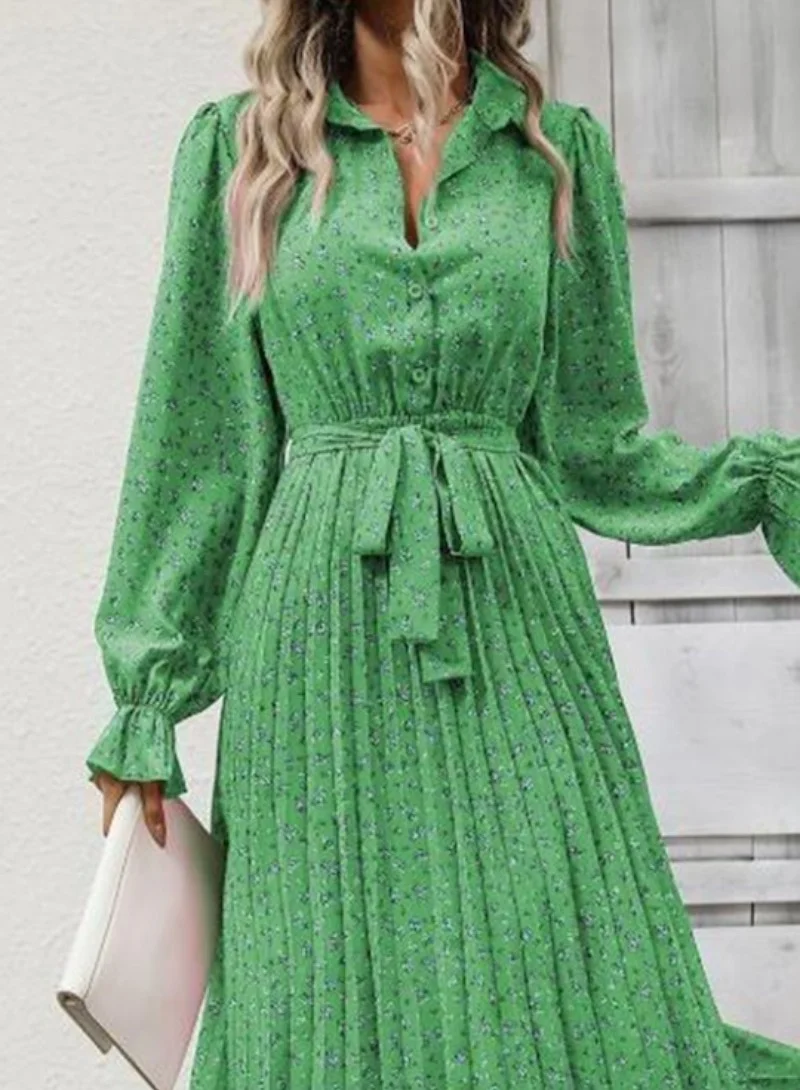 يونيكي Floral Printed Tie Up Fit & Flare Midi Dress