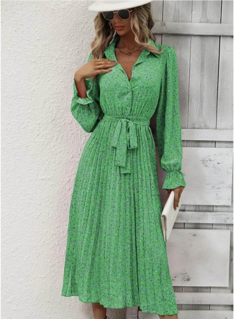 يونيكي Floral Printed Tie Up Fit & Flare Midi Dress