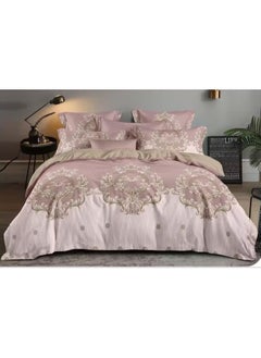 AL RAID King Size Luxury Bedding Set Collection - Elegant Embroidery & Premium Microfibre Cotton Material, Includes Duvet Cover with Fitted Sheet and 4 Pillowcases (220x240cm) 