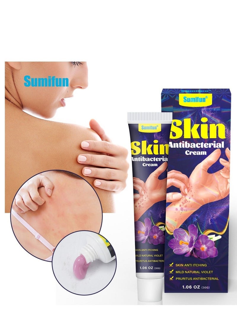 Sumifun Skin Antibacterial Cream, Skin Anti Itching Mild, Natural Violet ,Pruritus Antibacterial,Psoriasis  Acne/Pimples  Eczema ,Herbal Anti-Itch Cream Skin Care Cream 30g - Image 1