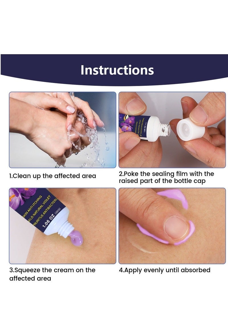 Sumifun Skin Antibacterial Cream, Skin Anti Itching Mild, Natural Violet ,Pruritus Antibacterial,Psoriasis  Acne/Pimples  Eczema ,Herbal Anti-Itch Cream Skin Care Cream 30g - Image 3