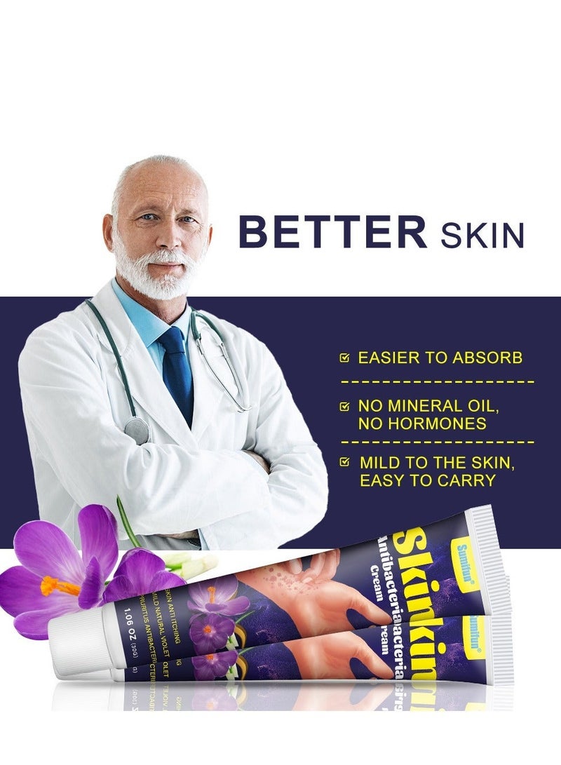 Sumifun Skin Antibacterial Cream, Skin Anti Itching Mild, Natural Violet ,Pruritus Antibacterial,Psoriasis  Acne/Pimples  Eczema ,Herbal Anti-Itch Cream Skin Care Cream 30g - Image 4