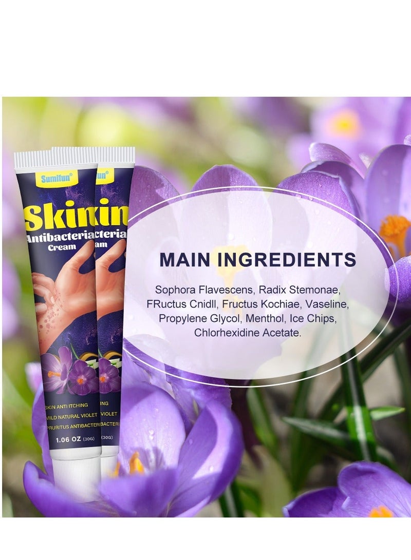 Sumifun Skin Antibacterial Cream, Skin Anti Itching Mild, Natural Violet ,Pruritus Antibacterial,Psoriasis  Acne/Pimples  Eczema ,Herbal Anti-Itch Cream Skin Care Cream 30g - Image 5