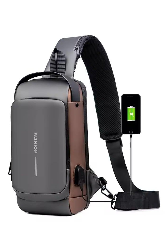 كروس شنطة ظهر بحزام كروس للرجال والنساء، شنطة ظهر صغيرة للسفر والمشي لمسافات طويلة مع منفذ شاحن USB، شنطة كتف مضادة للسرقة، شنطة صدر متعددة الاغراض - Image 2