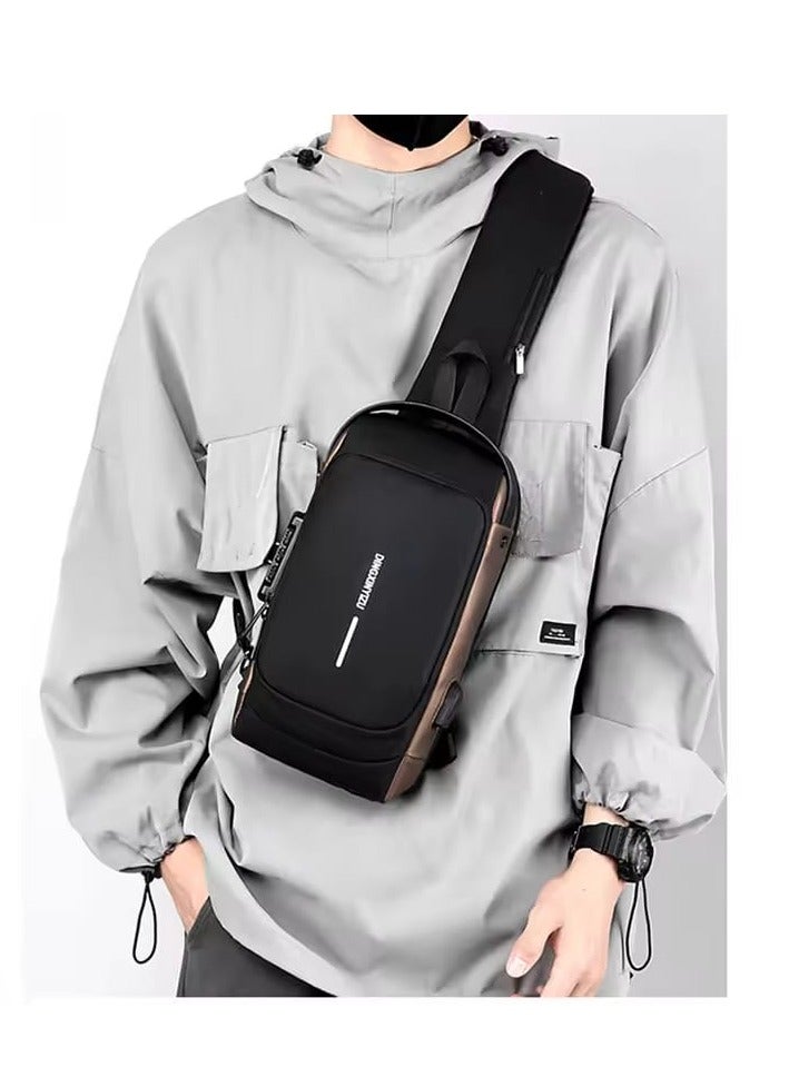 كروس شنطة ظهر بحزام كروس للرجال والنساء، شنطة ظهر صغيرة للسفر والمشي لمسافات طويلة مع منفذ شاحن USB، شنطة كتف مضادة للسرقة، شنطة صدر متعددة الاغراض - Image 3