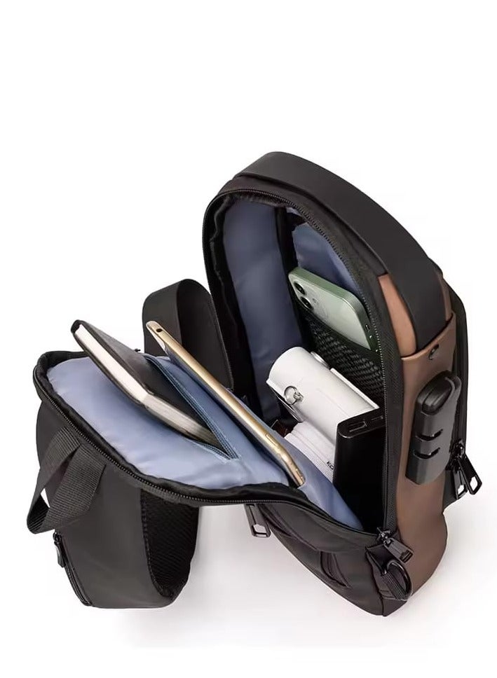 كروس شنطة ظهر بحزام كروس للرجال والنساء، شنطة ظهر صغيرة للسفر والمشي لمسافات طويلة مع منفذ شاحن USB، شنطة كتف مضادة للسرقة، شنطة صدر متعددة الاغراض - Image 5