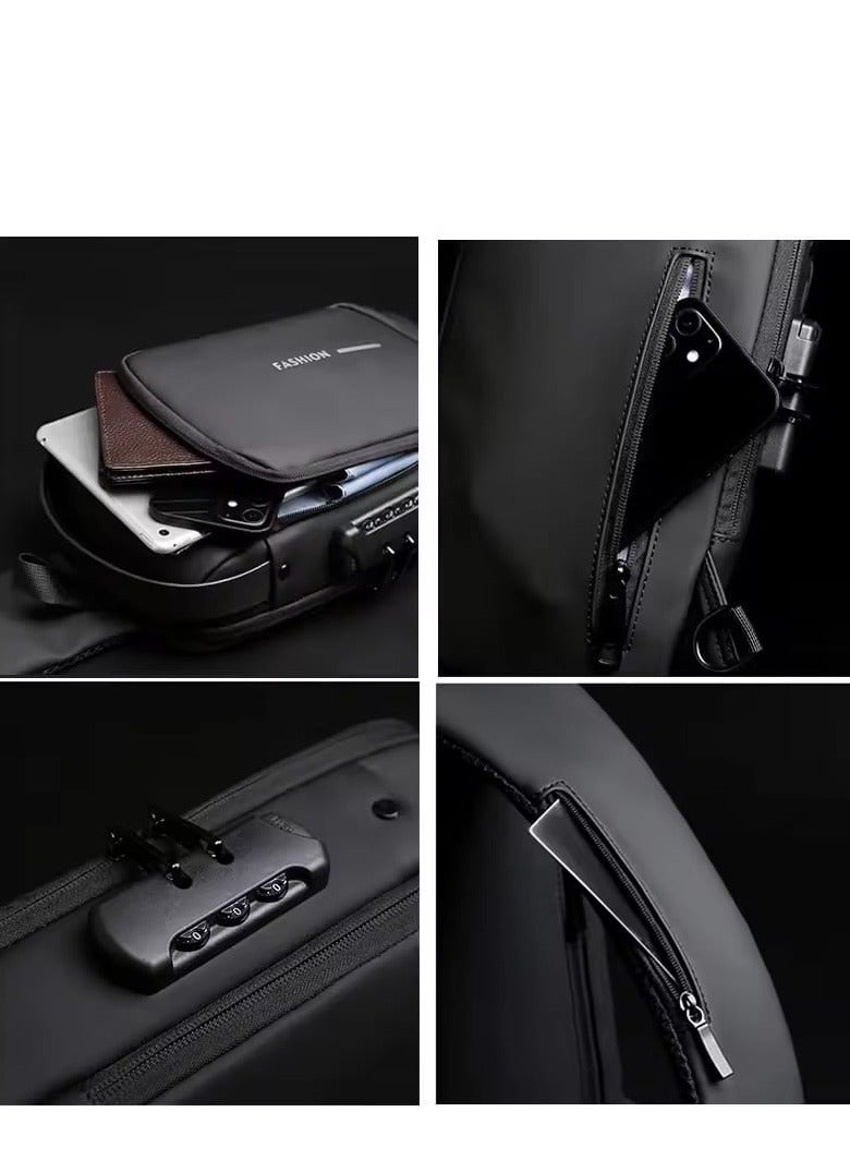 كروس شنطة ظهر بحزام كروس للرجال والنساء، شنطة ظهر صغيرة للسفر والمشي لمسافات طويلة مع منفذ شاحن USB، شنطة كتف مضادة للسرقة، شنطة صدر متعددة الاغراض - Image 4