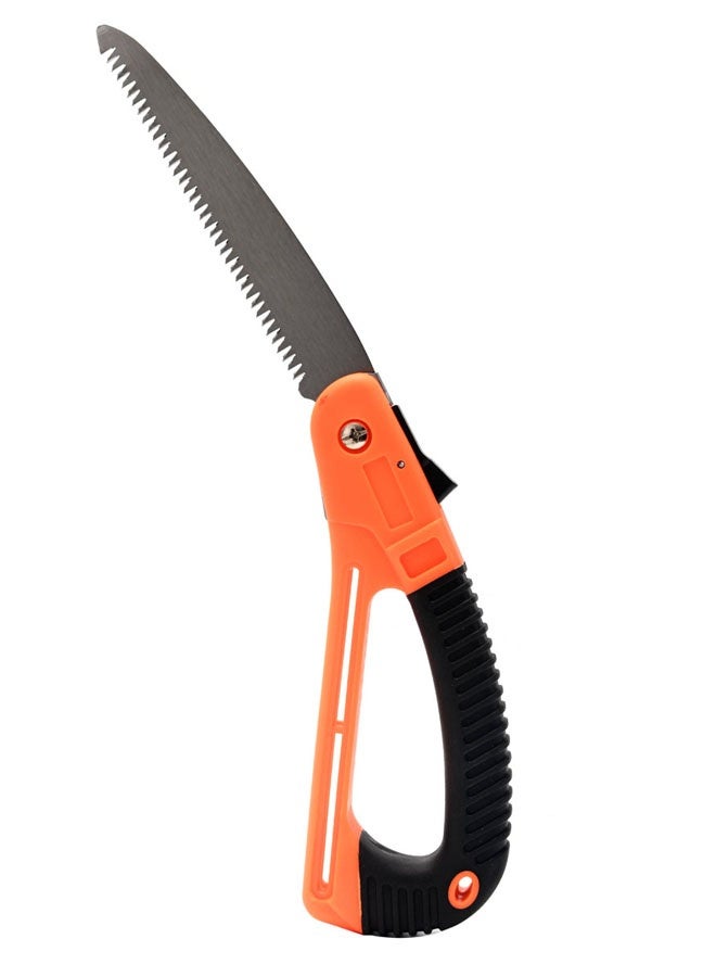 لوازم منشار طوي بمقبض مطاطي - مزوّد بنصل فولاذي حاد بأسنان ثلاثية القطع وقفل أمان لسلامة الاستخدام، مثالي لقطع الأخشاب والأغصان وأعمال الحدائق والنجارة - Image 1