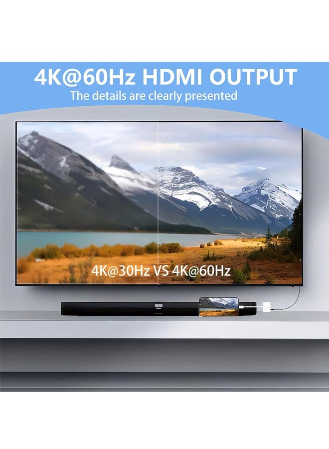 USB C to HDMI for TV, 4K@60Hz Type C to HDMI Adapter with Charging Port, iPhone to Hdmi to USB C Adapter Compatible for iPhone 16/15 Series/iPad Pro/Galaxy/MacBook Pro to HDTV Projector - Image 4