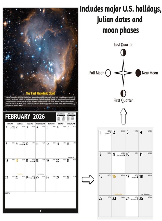 GoiUnlt 2026 Calendar, 2026 Wall Calendar, Space Wall Calendar 2026. Jan. 2026 - Dec. 2026, 12" x 24" (Open), 12-Month Calendar with Large Blocks, Thick Paper, Hanging Holes, Ample Writing Space - Image 5
