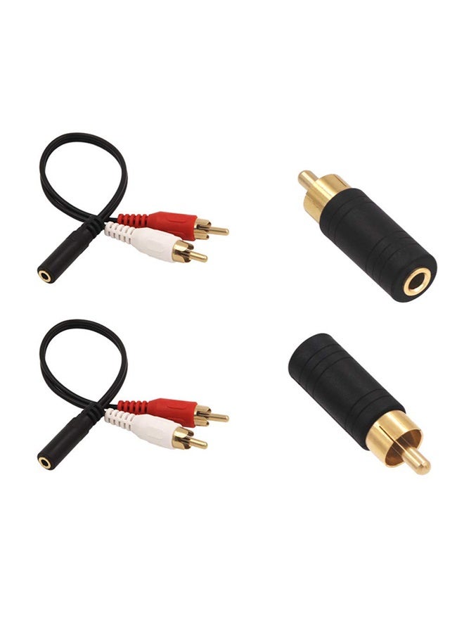 غنافوتو حزمة كابل صوتي ستيريو 2 RCA ذكر من أنثى 3.5 مم × 2 مع محول ذهبي مع حزمة محول من أنثى 3.5 مم أحادي إلى ذكر RCA ذهبي × 2 - Image 1