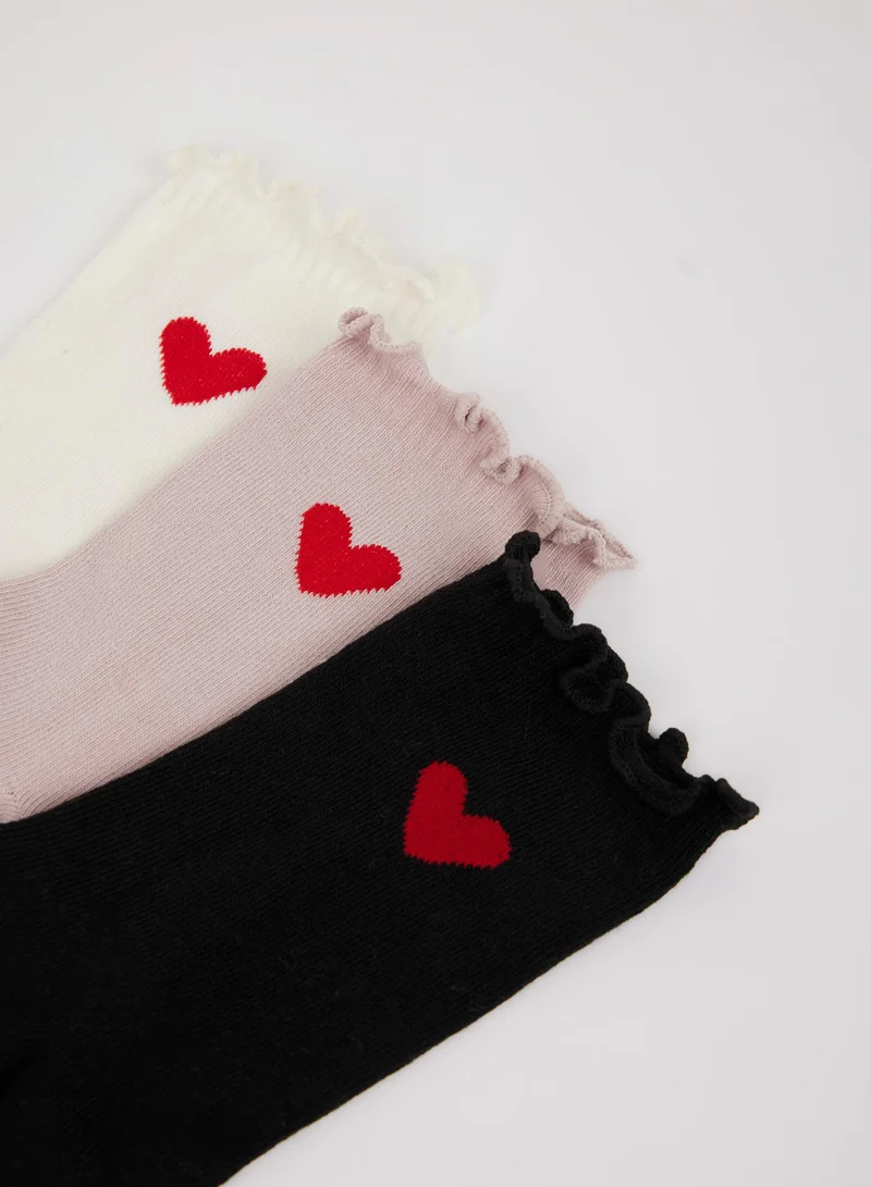 DeFacto Relax Fit Elasticated 3-Pack Cotton Long Socks