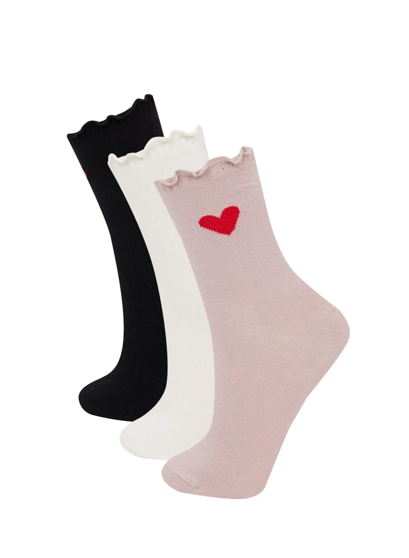 DeFacto Relax Fit Elasticated 3-Pack Cotton Long Socks