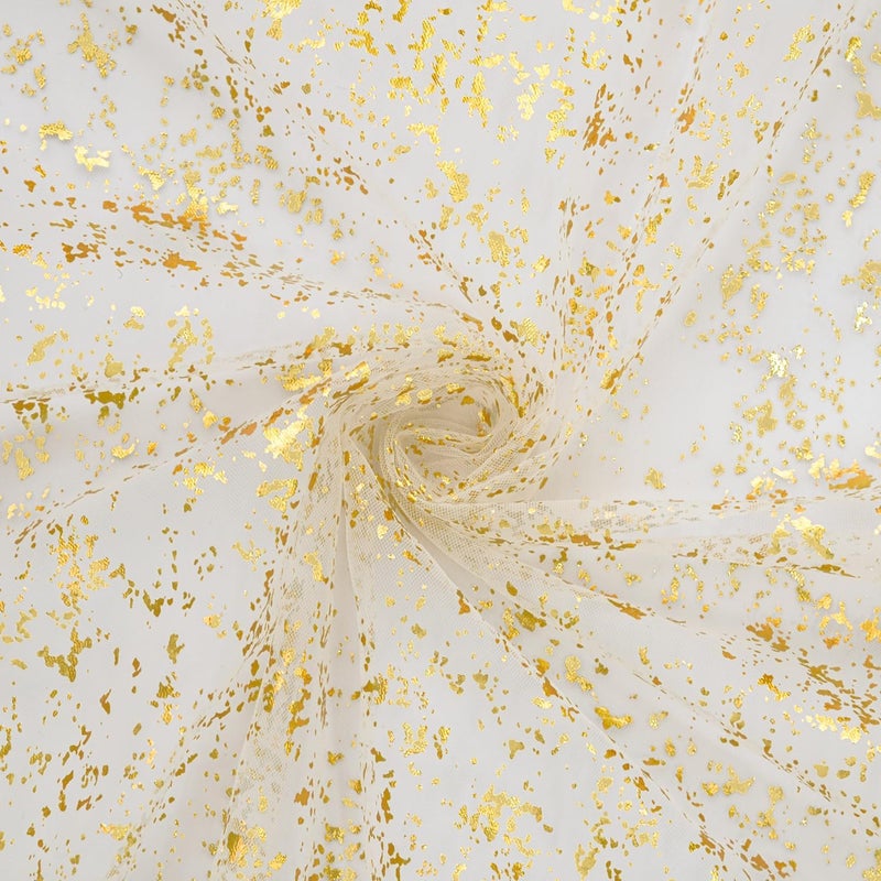 Artoid Mode 3Pcs Beige Gold Gauze Table Runner 120 Inch 10FT, Glitter Metallic Foil Sheer Dining Wedding Anniversary Holiday Birthday Table Decor for Home Party - Image 5