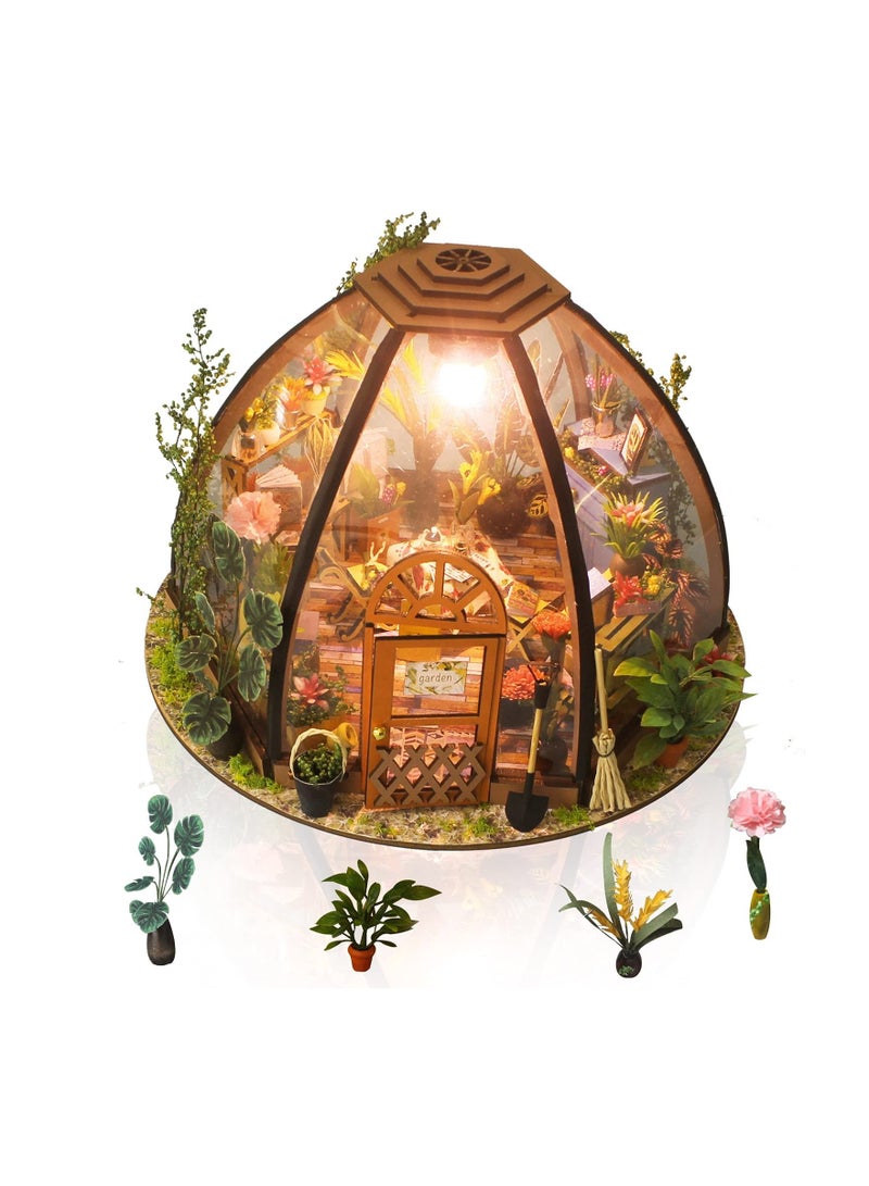 XiuWoo DIY Cabin Kit, Dollhouse Miniature 1:24 Scale with Furniture, Assembled Small Flower House Building Model Ornaments, Creative Gift for Kids - Image 1