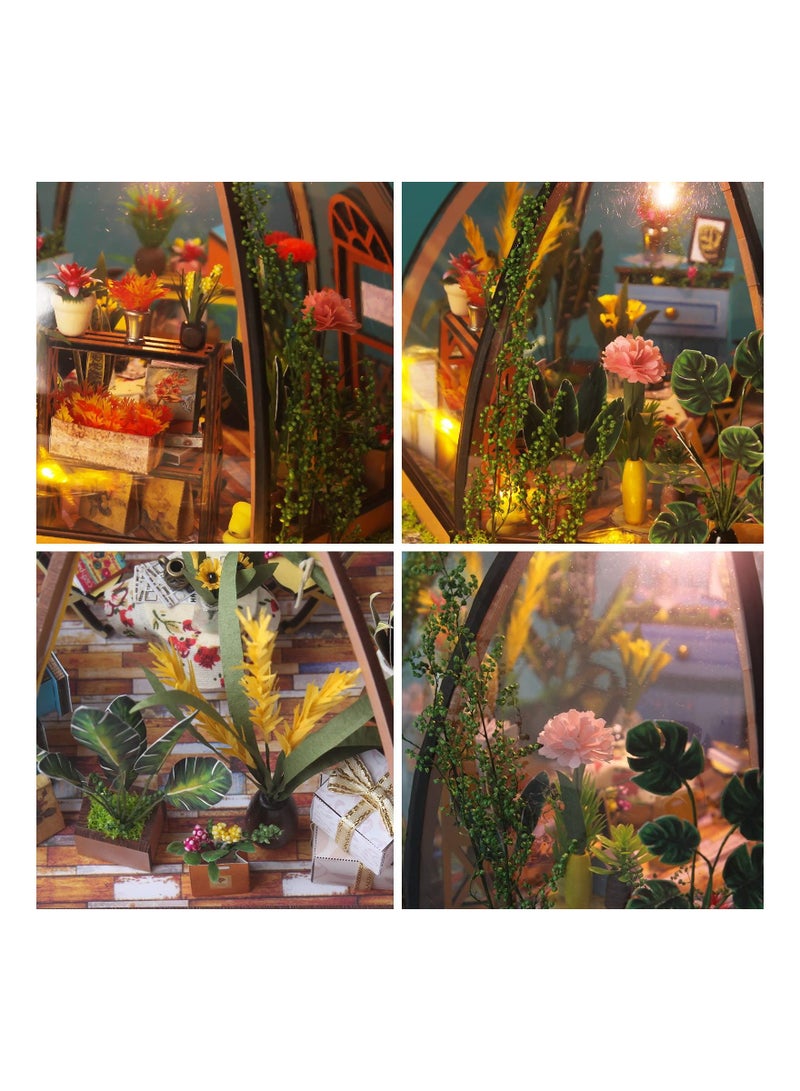 XiuWoo DIY Cabin Kit, Dollhouse Miniature 1:24 Scale with Furniture, Assembled Small Flower House Building Model Ornaments, Creative Gift for Kids - Image 2